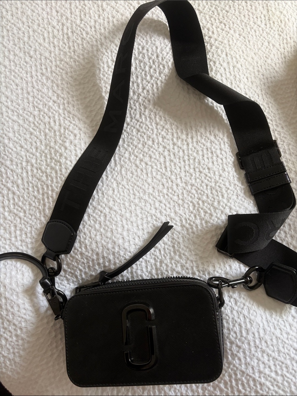 Marc Jacobs Black Compact Crossbody Camera Bag with Logo Strap